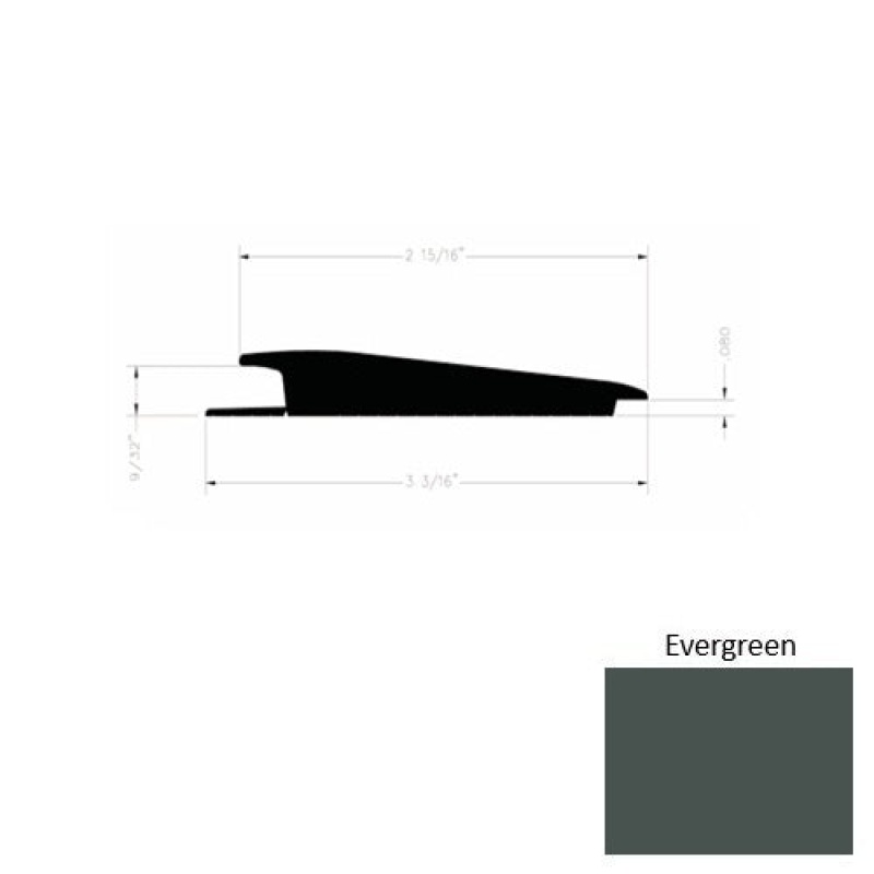 Solid 73 Evergreen Rubber Rolling Traffic Transition - 3 3/16" X 9 Ft (108") X 1/4" - 0.080"