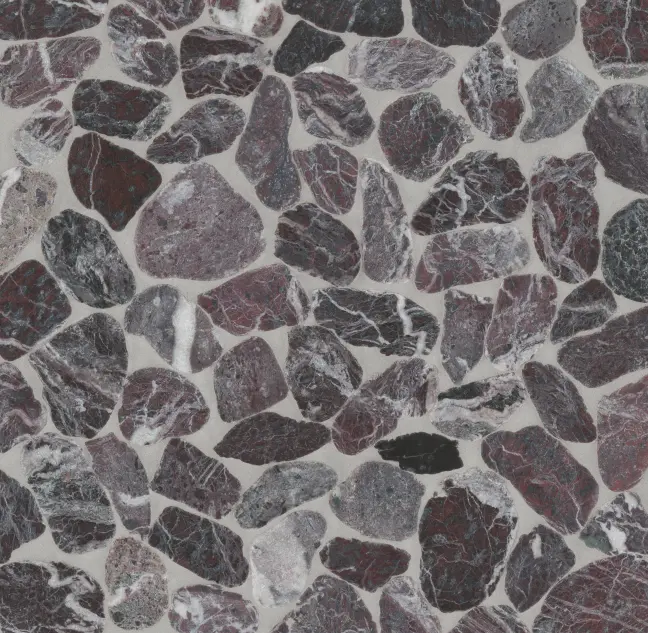 Waterbrook Rosso Levanto Medium Sliced Natural Stone Mosaic - Pebble - Matte