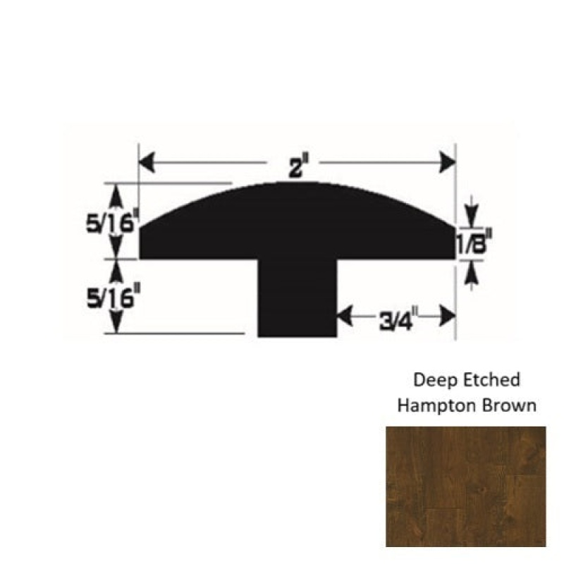 Timberbrushed Gold Deep Etched Hampton Brown Hardwood Moulding / Trim - 2" X 90" T Molding - Urethane & Aluminum Oxide
