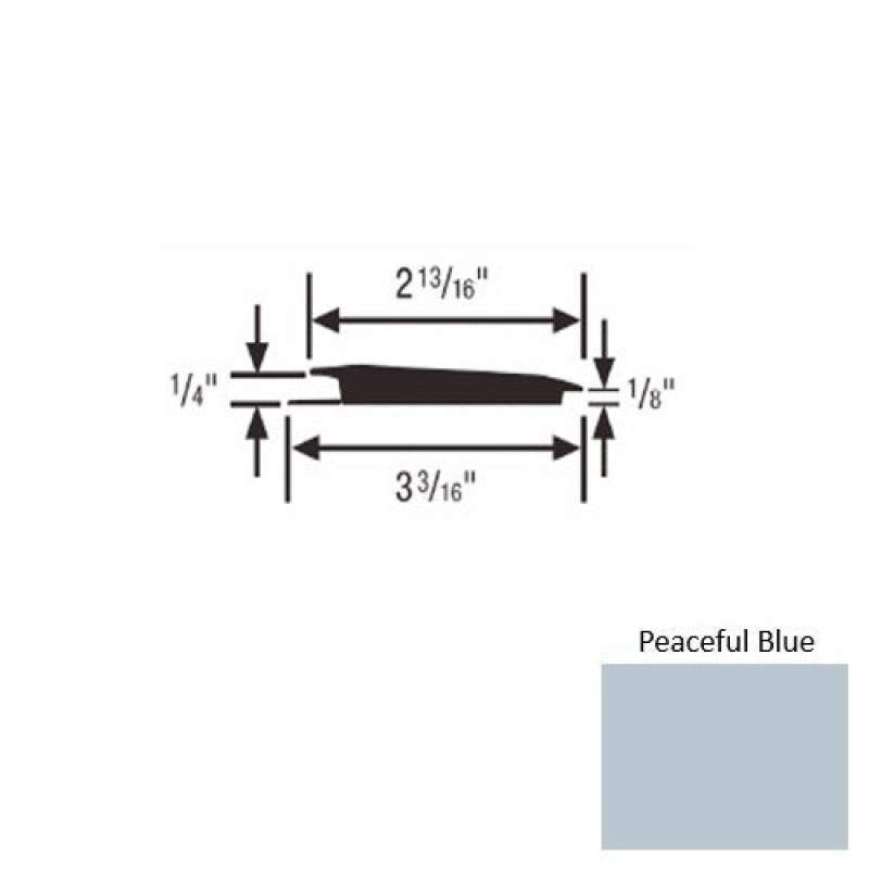 Solid 65 Peaceful Blue Rubber Rolling Traffic Transition - 3 3/16" X 9 Ft (108") X 1/4" - 1/8"
