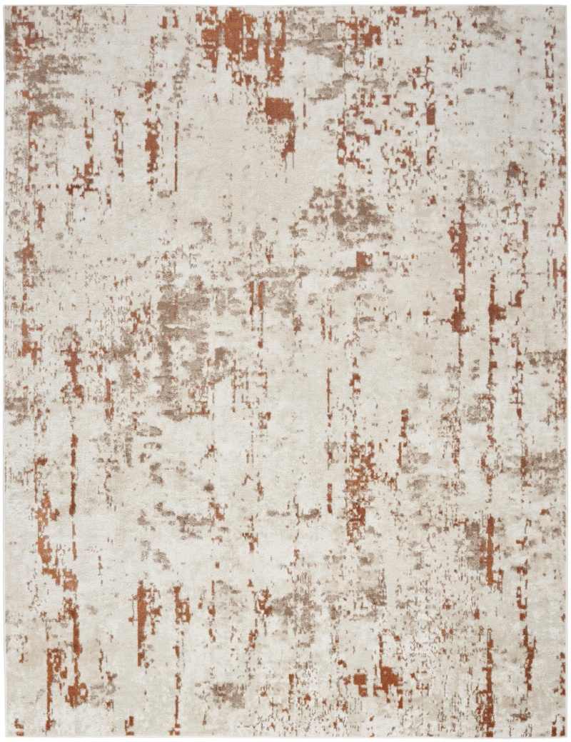 Quarry Qua01 Ivory Rust Polypropylene Modern Area Rug - 8 Ft X 10 Ft - Ivory Rust