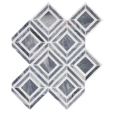 Luxe Bardiglio Nuvolato With Carrara White Marble Mosaic - Squares - Polished