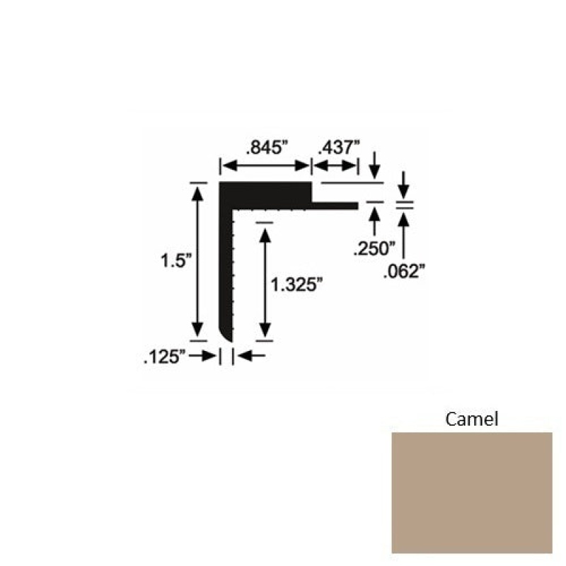 Solid 57 Camel Rubber Landing Trim - 1 1/2" X 98"