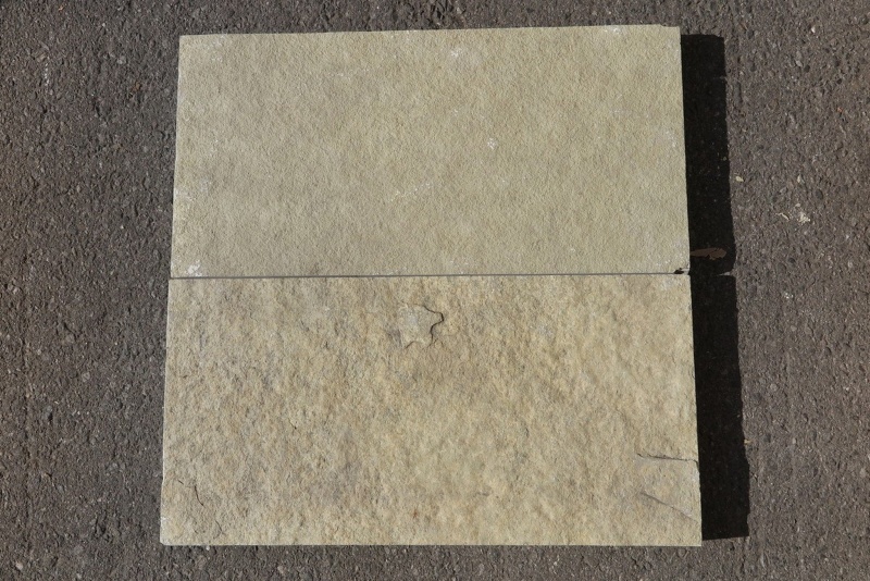 French Vanilla Limestone Coping - Natural Cleft Face, Gauged Back - 12" X 24", Per Pack: 30 Sqft