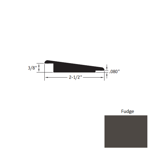 Johnsonite Fudge Vinyl Moulding / Trim - 2 1/2" X 12 Ft (144") X 3/8" - .080" Wheeled Traffic Transition - Wheeled Traffic Transition