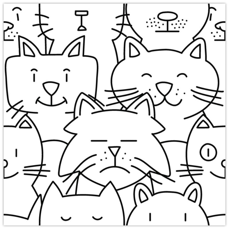 Oh My Cat Porcelain Tile - Mixed - 9 3/4" X 9 3/4"
