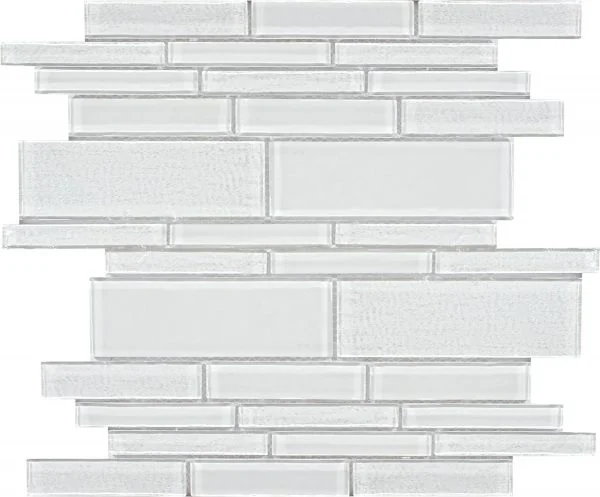Aquatica Treasure Whitestone Glass Mosaic - Random Linear - Glossy