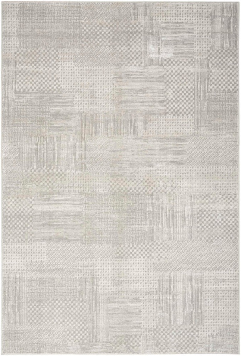 Glitz Silver Grey Glz09 Polyester Contemporary Area Rug - 5 Ft X 7 Ft - Silver Grey