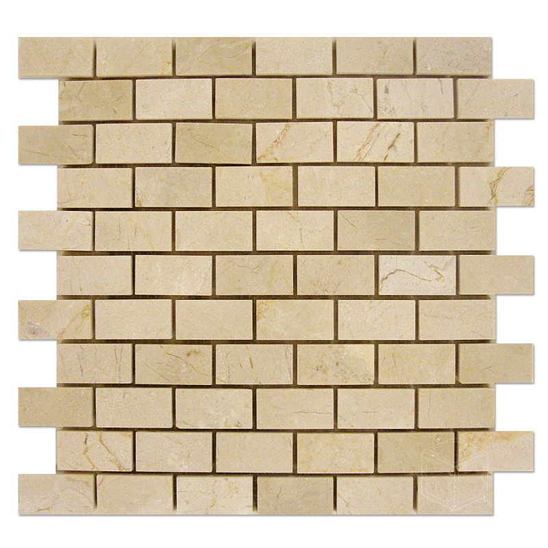 Crema Marfil Marble Mosaic - 1" x 2" Brick