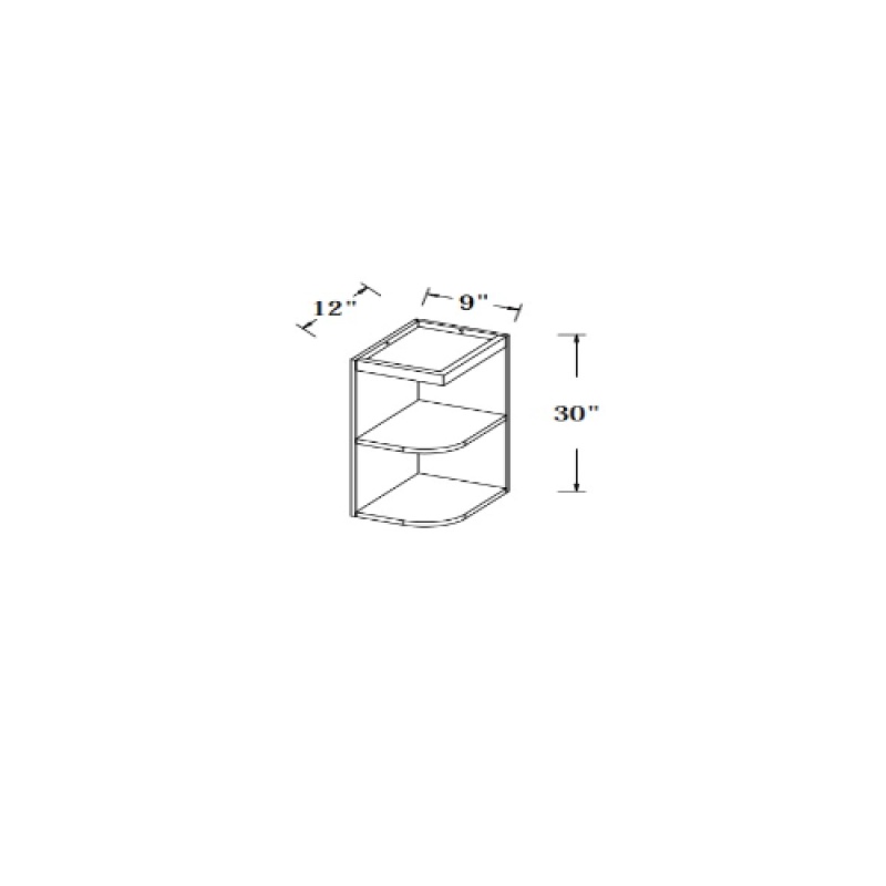 Seamless White Wood Kitchen Wall End Shelf - 9" x 12" x 30"
