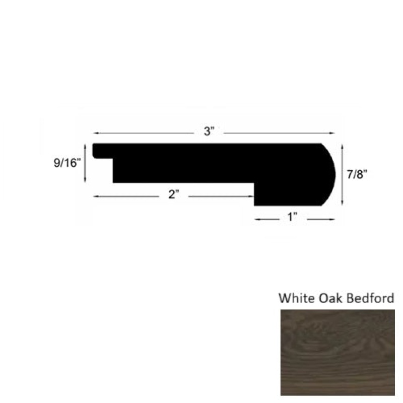Sylvania White Oak Bedford Hardwood Moulding / Trim - 3" X 78" Round Stair Nose - Urethane