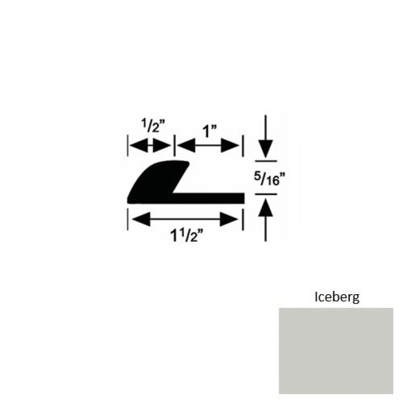 Solid 36 Iceberg Rubber Underlap Carpet Edge - 1 1/2" X 9 Ft (108") X 5/16"