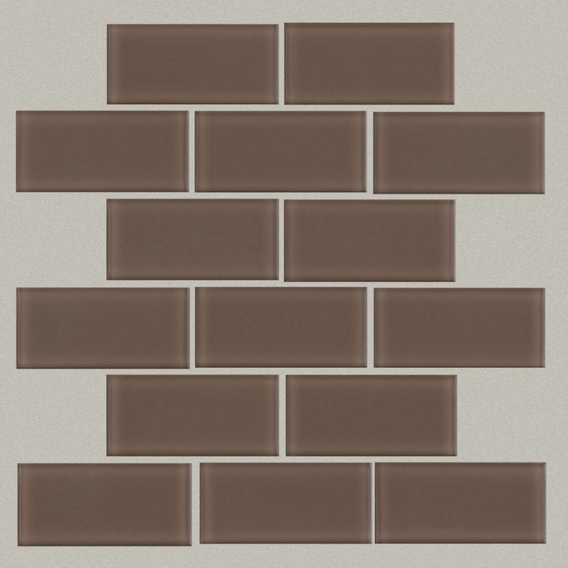 Ascendant Balanced Taupe Glass Mosaic - 2" x 4" Brick - Glossy