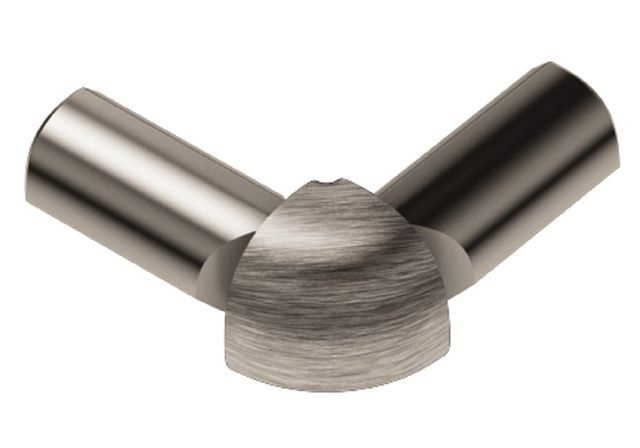 Rondec 90 Degree Double Leg Outside Corner Metal Tile Edging Trim - Brushed Nickel Anodized Aluminum