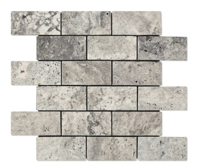 Tundra Gray Marble Mosaic - 2" X 4" Brick