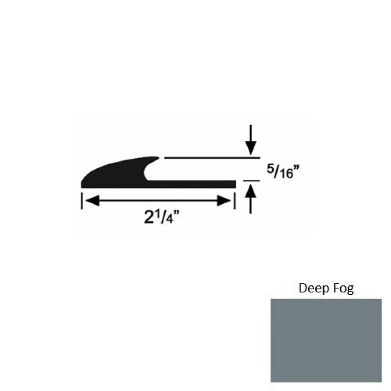 Solid 39 Deep Fog Rubber Glue Down Carpet Edge - 2 1/4" X 9 Ft (108") X 5/16"