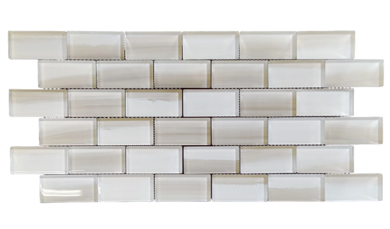 Eggnog White Glass Mosaic - Brick