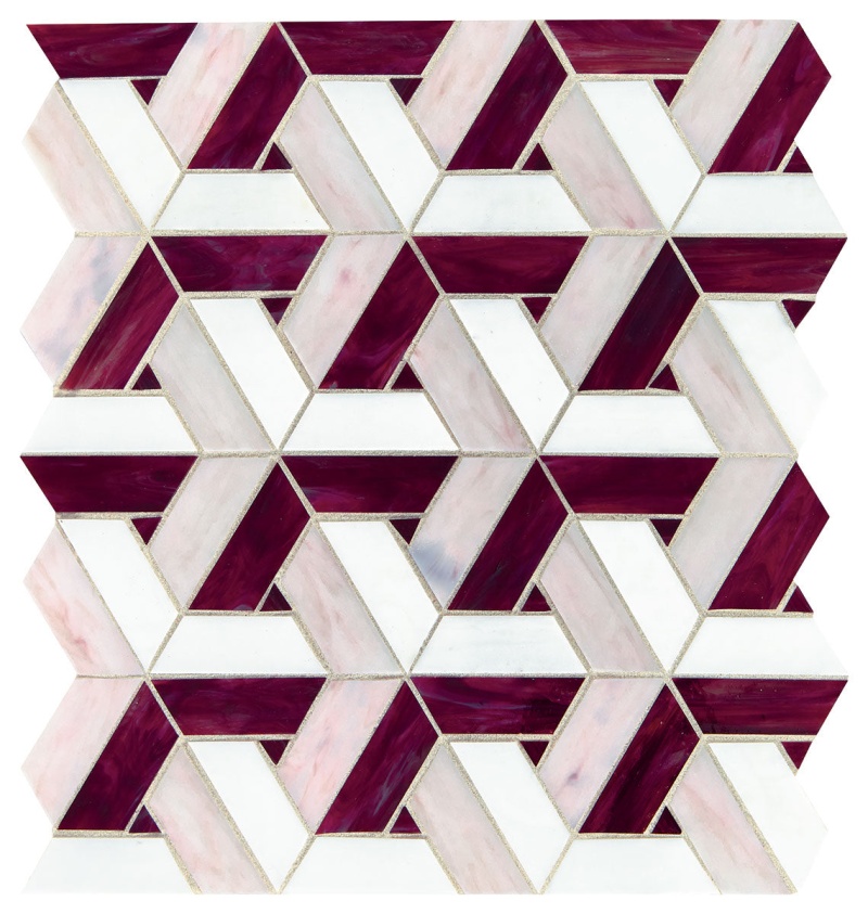 Vivify Bordeaux Glass Mosaic - Trapezoid - Glossy