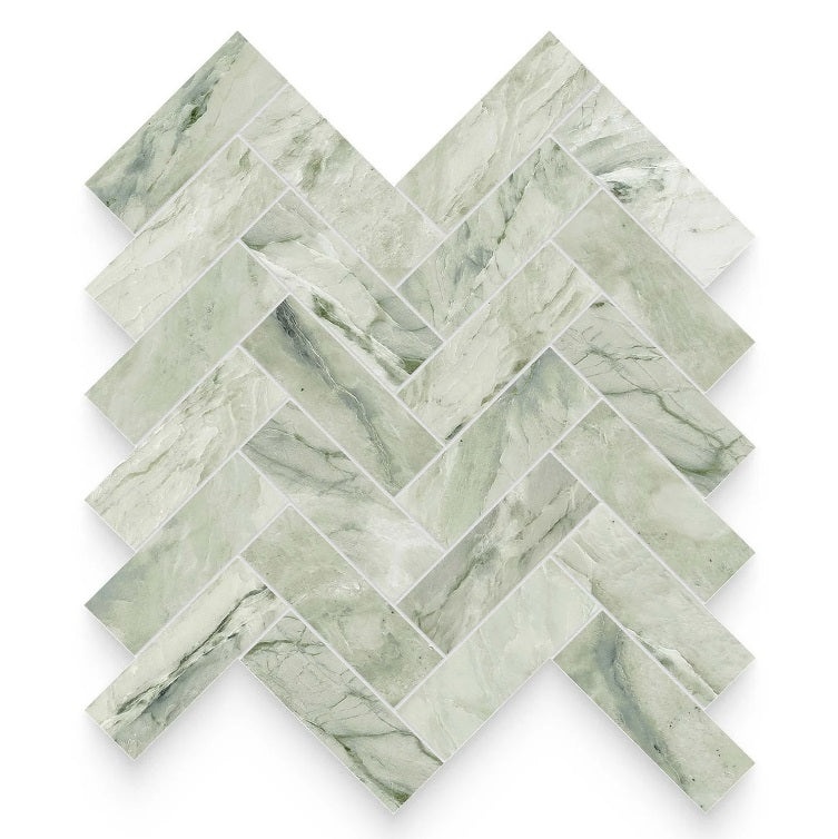 Ming Green Marble Mosaic - 1.25" x 4" Herringbone - Honed