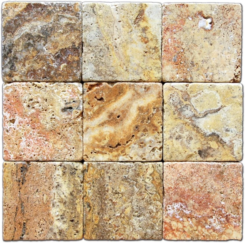 Scabos Cross Cut Travertine Tile - Tumbled