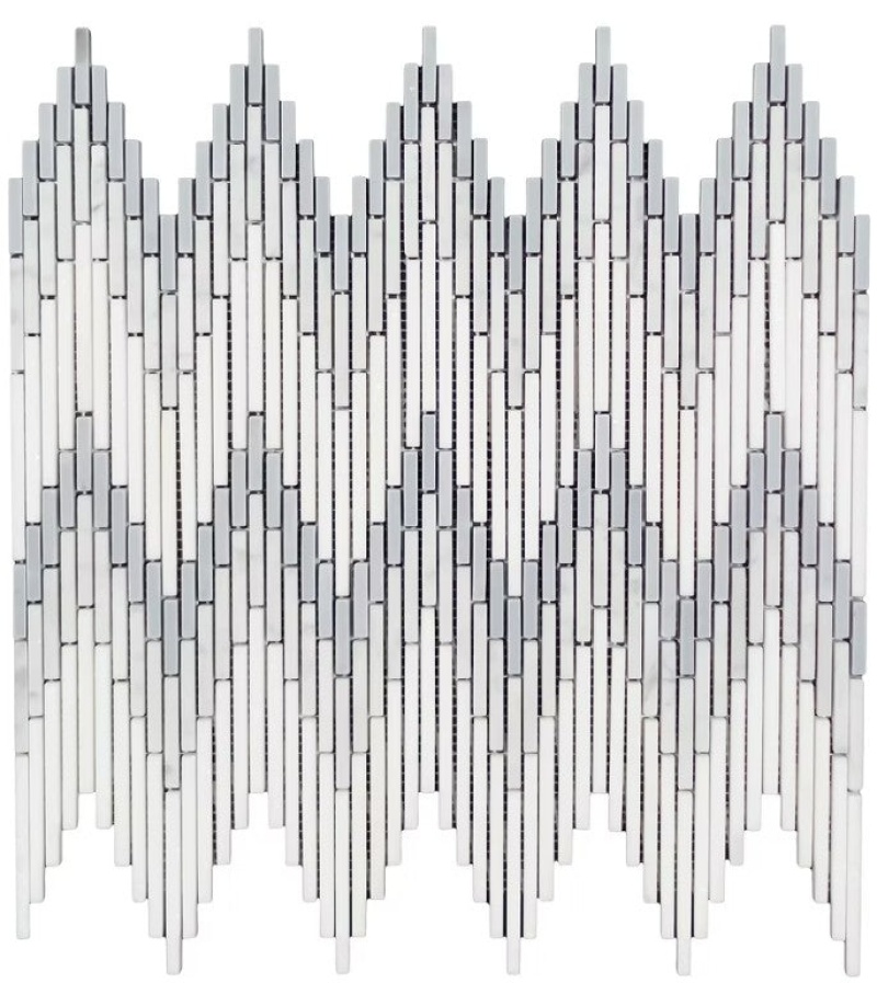 Thassos White, White Carrara & Bardiglio Marble Mosaic
