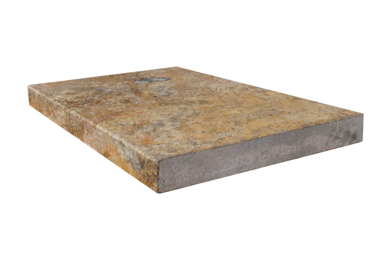 Scabos Cross Cut Travertine Modern Edge Pool Coping - Tumbled