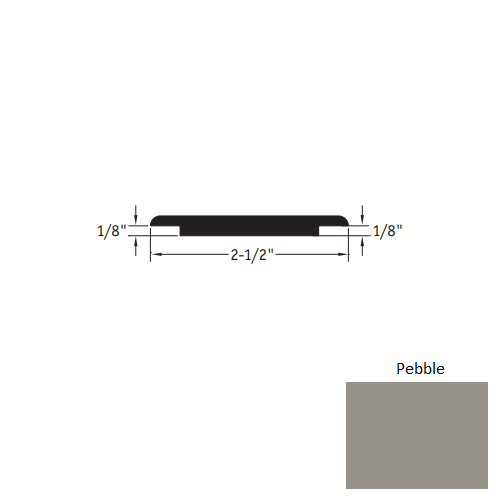 Johnsonite Pebble Vinyl Moulding / Trim - 2 1/2" X 12 Ft (144") X 1/8" - 1/8" Wheeled Traffic Transition - Wheeled Traffic Transition
