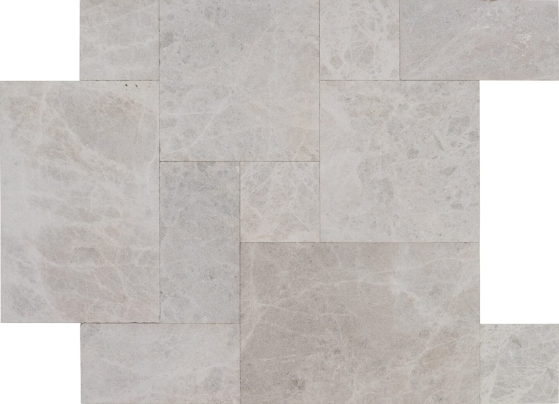 Aqua Gray Marble Versailles Pattern - Sandblasted - Various Sizes