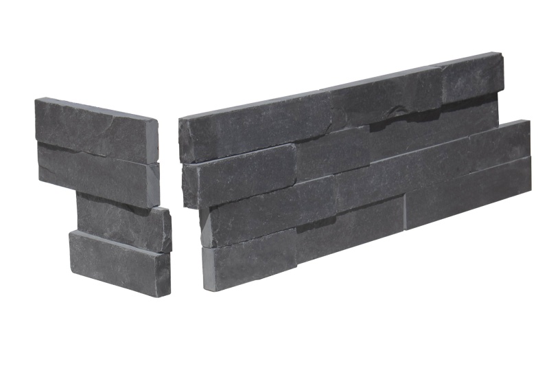 Lime Black Limestone Ledgestone Corner - Split Face - 6" X 18" X 6"