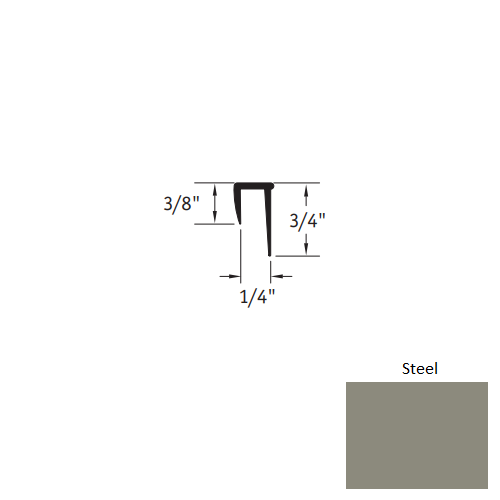 Steel Vinyl Moulding / Trim 1/4" x 12 Ft Square Cap Cove Cap