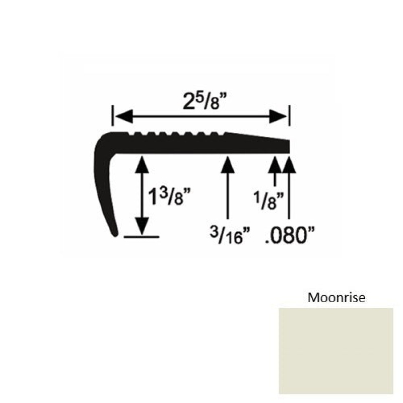 Solid 03 Moonrise Rubber Residential Stair Nosing (Sq) - 2 5/8" X 9 Ft (108")