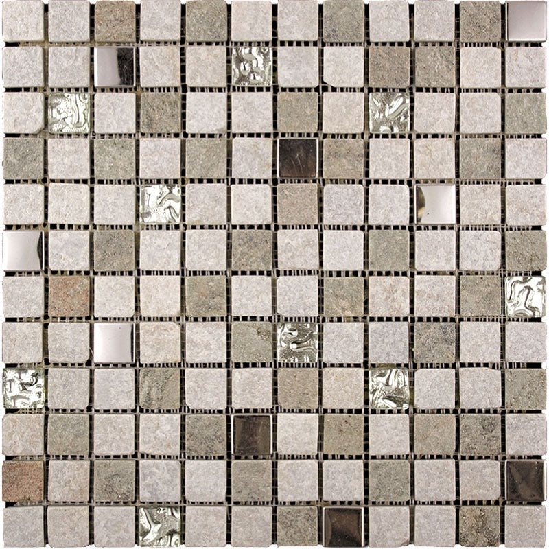 Metallico Silver Canyon Mixed Mosaic - 1" X 1" - Polished & Textured