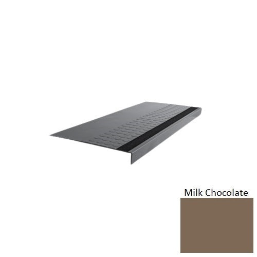 Flextones Milk Chocolate Type 776 With Flush Ribbed / Smooth Insert Distinct Designs Rubber - 12" X 72" Stair Tread - Rgt Radial Ii Raised Disc Design