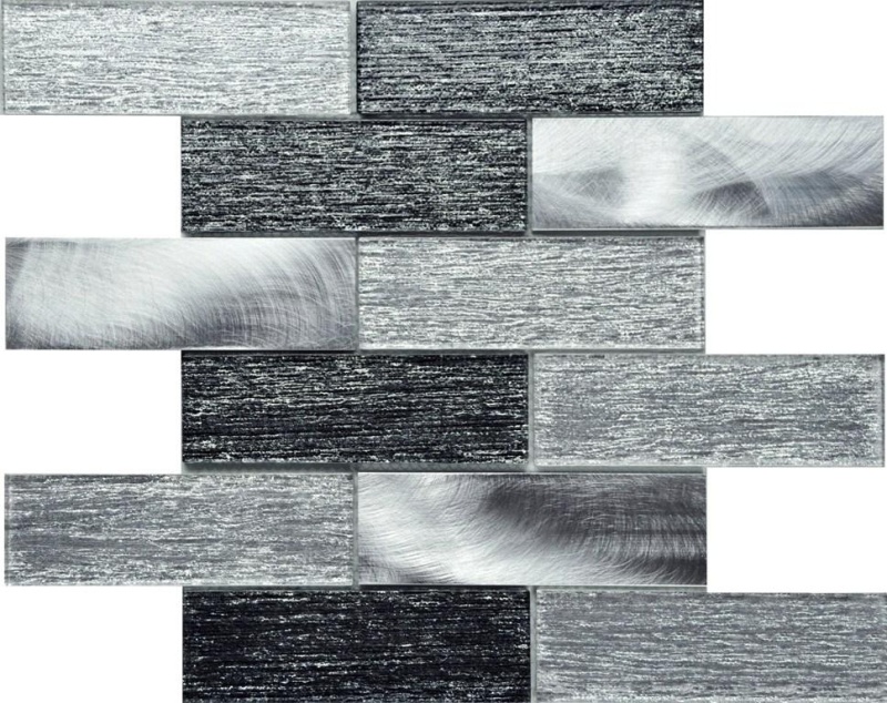 Shadow Shimmer Silk Interlocking Glass & Metal Mosaic - Brick - Brick