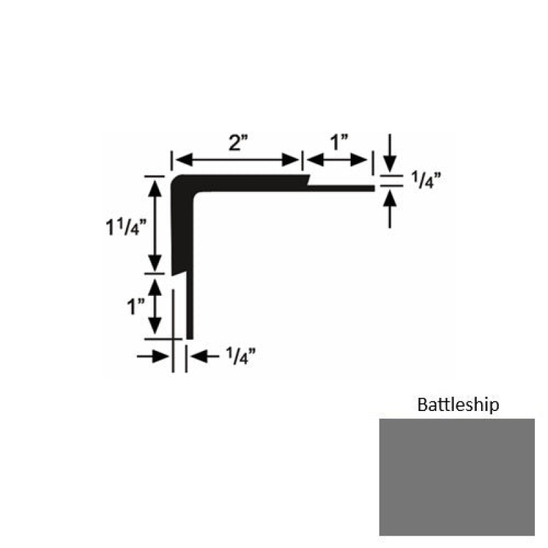 Solid 16 Battleship Rubber Double Flange Carpet Stair Nosing