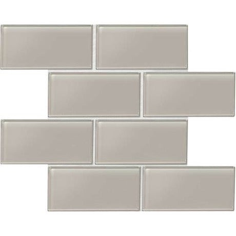Amity Gray Glass Tile - Matte - 3" X 6"
