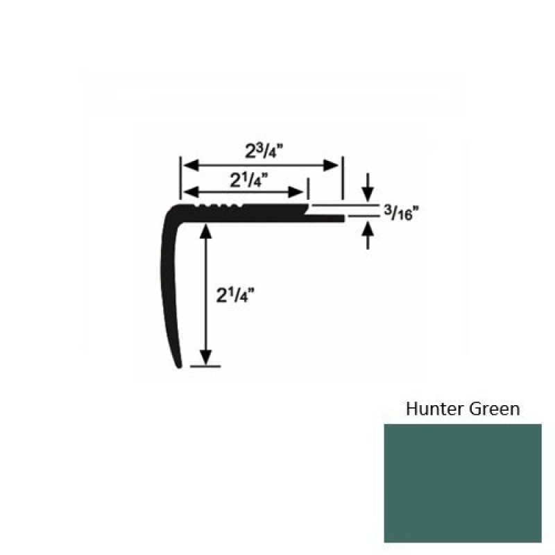 Solid M07 Hunter Green Rubber Modified Underlap Stair Nosing
