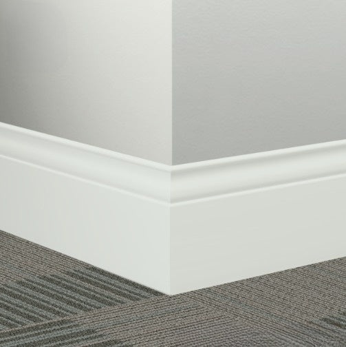 Johnsonite White Rubber Millwork Contoured Wall Base - 5 1/4" X 96" X 3/8" Inflection - Millwork Contoured Wall Base