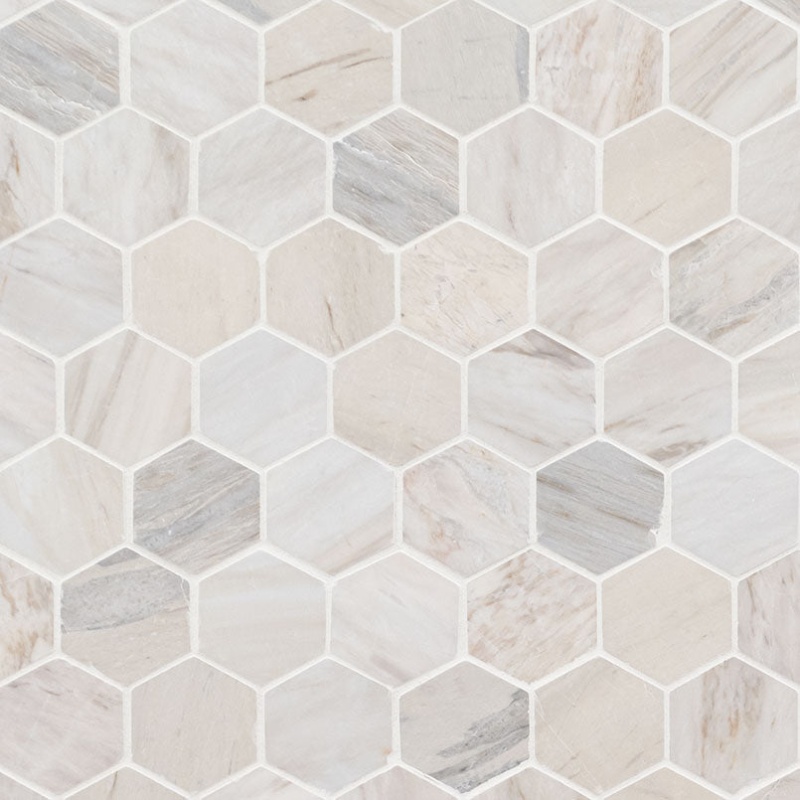 Angora Hexagon Marble Mosaic - 2" Hexagon - Polished