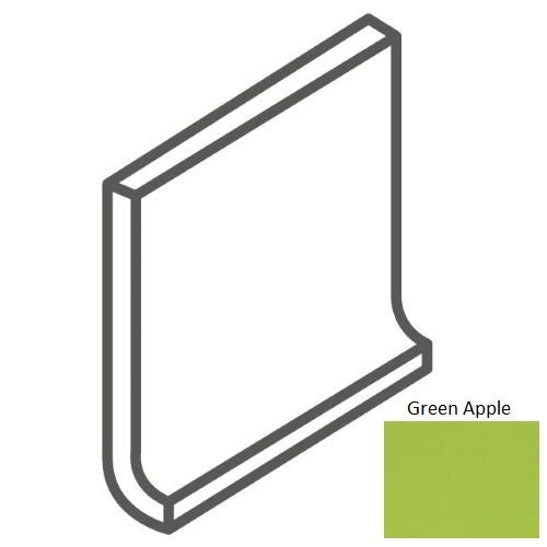 Bright & Matte Green Apple Ceramic Wall Trim - 6" X 6" Square Top Cove Base - Glossy