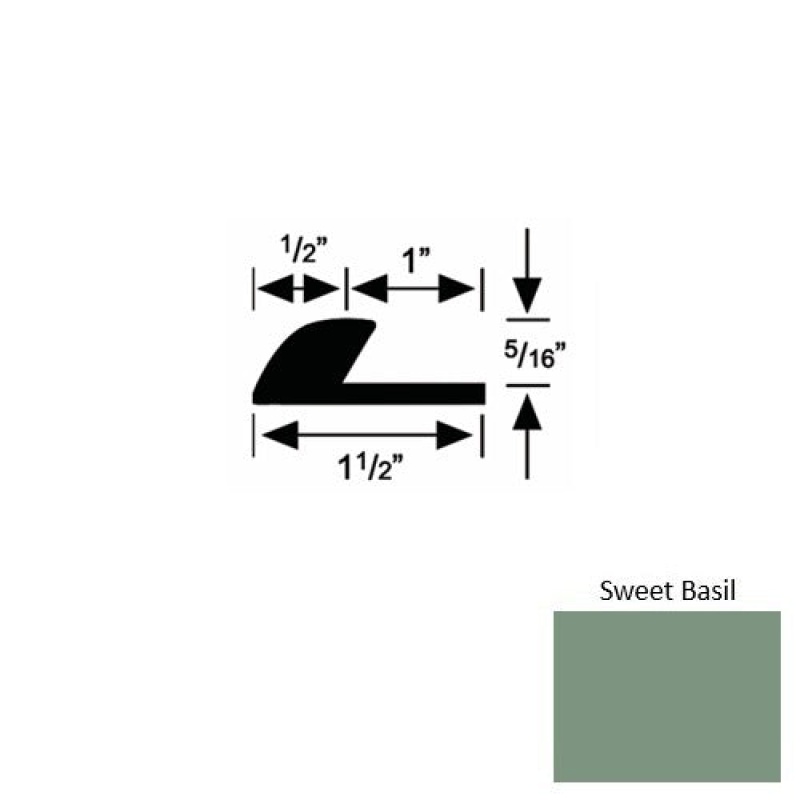 Solid 36 Sweet Basil Rubber Underlap Carpet Edge - 1 1/2" X 9 Ft (108") X 5/16"