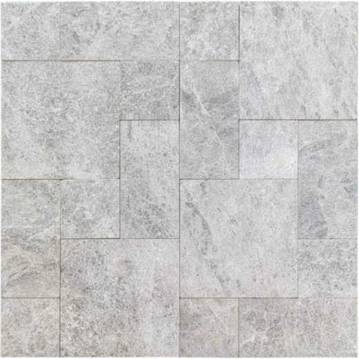 Tundra Gray Marble Roman Paver Pattern - Sandblasted & Brushed - Various Sizes, Per Pack: 8 Sqft