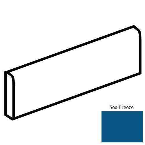 Color Wheel Classic Sea Breeze Ceramic Wall Trim - 2" X 6" Bullnose 6" Side - Semi Gloss