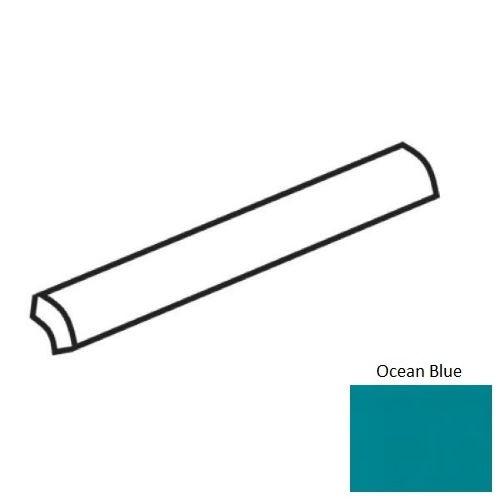 Color Wheel Classic Ocean Blue Ceramic Wall Trim - 3/4" X 6" Quarter Round - Semi Gloss, Per Pack: 5 Pcs