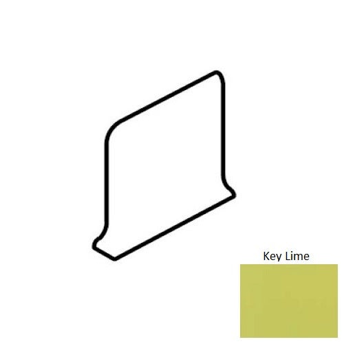 Color Wheel Classic Key Lime Ceramic Wall Trim - 6" X 6" Sanitary Cove Base Corner Right - Semi Gloss, Per Pack: 5 Pcs