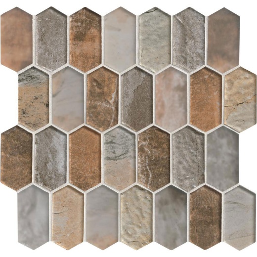 Taos Glass Mosaic - Picket Fence - Glossy, Per Pack: 9.7