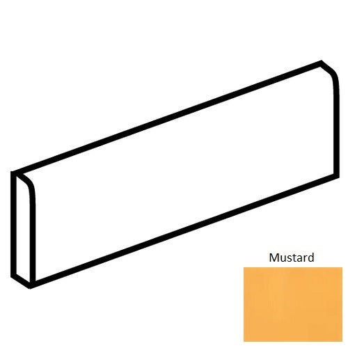 Color Wheel Classic Mustard Ceramic Wall Trim - 2" X 6" Bullnose 6" Side - Semi Gloss, Per Pack: 5 Pcs