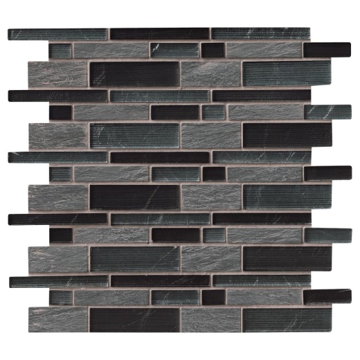 Decorative Blends Perspective Glass & Stone Mosaic - Linear - Textured, Per Pack: 10 Sqft