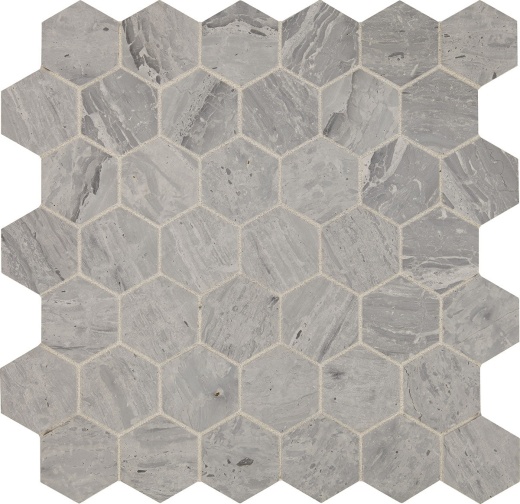 Fonte Heather Harbor Limestone Mosaic - 2" Hexagon - Honed