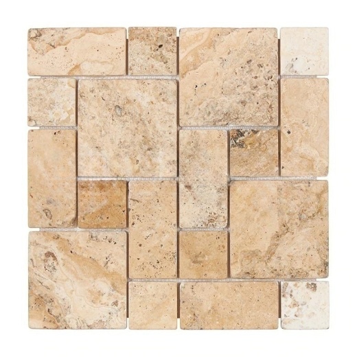 Philadelphia Travertine Mosaic - 3 Piece Mini Pattern - Tumbled, Per Pack: 20 Sheets